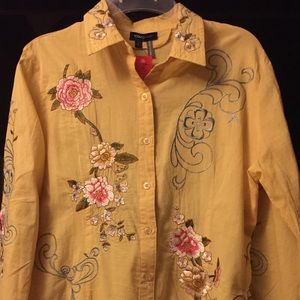 Embroidered cotton top